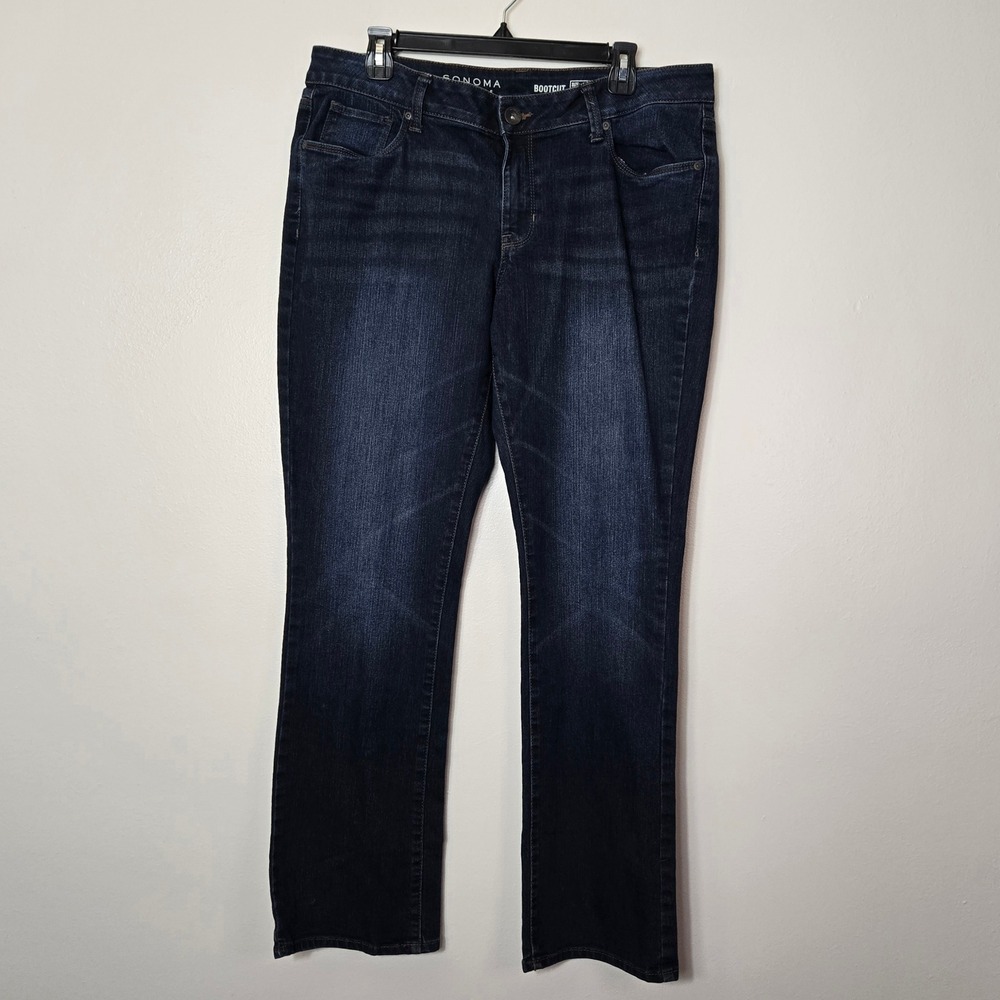 Sonoma Goods For Life Womens Dark Wash Bootcut Jeans Size 14 Stretch Denim‎